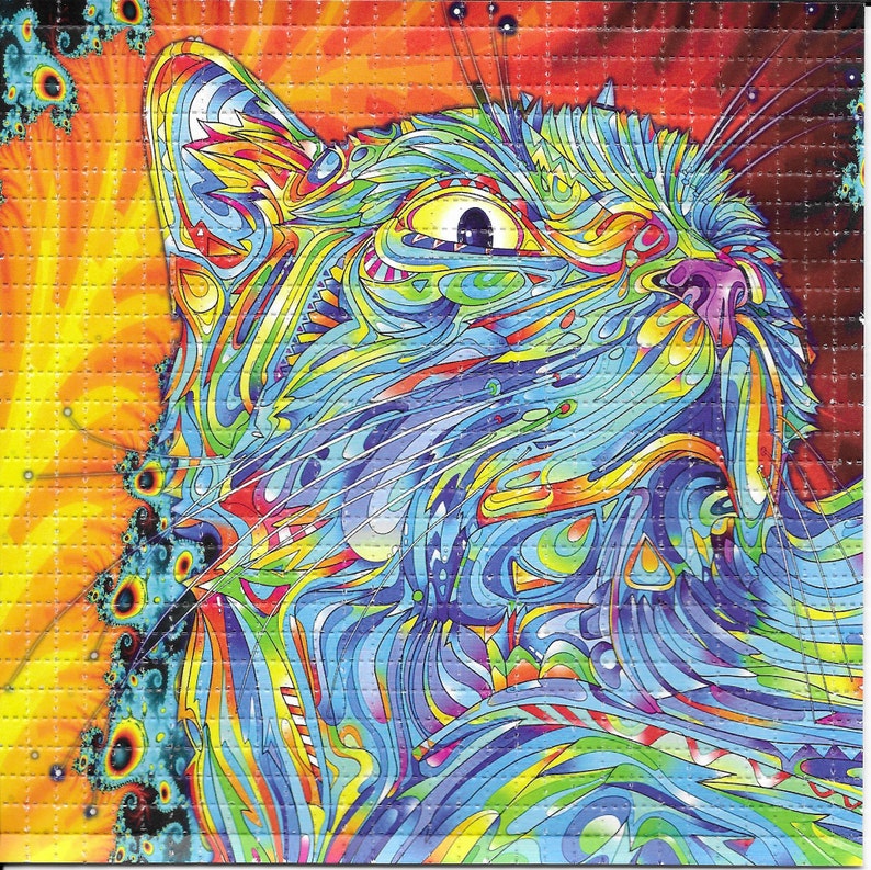 Ink Blotter Paper - Angry Cat Psychedelic LSD Acid Free