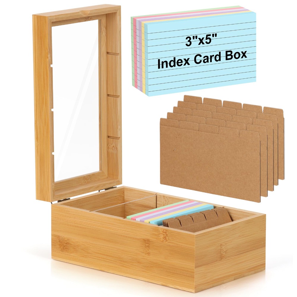 Card Index Box - New 3x5 inch Index Card Organizer