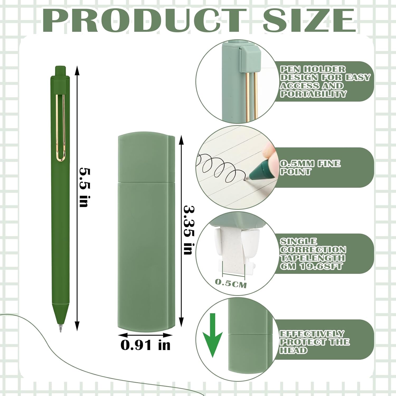Sage Green Office Desk Accesso - Correction Pen Fine recensie en prijs