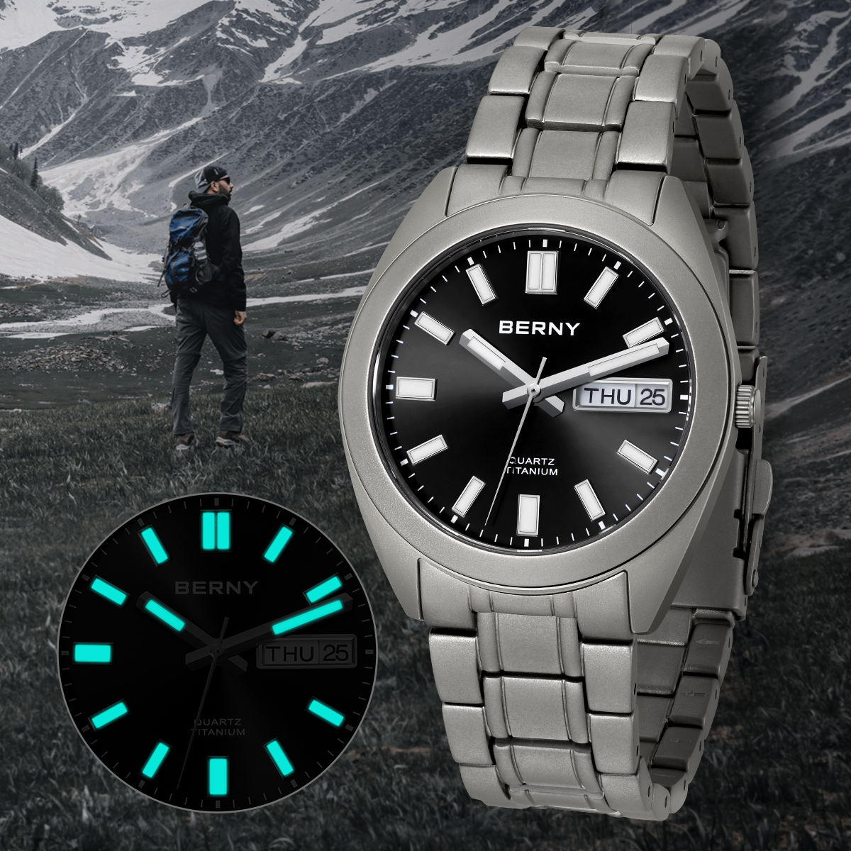 BERNY Titanium Watch for Men S - Paper Weight Crystal recensie en prijs