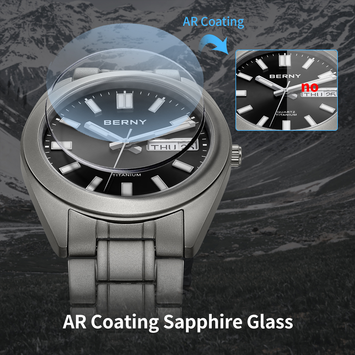 BERNY Titanium Watch for Men S - Paper Weight Crystal recensie en prijs