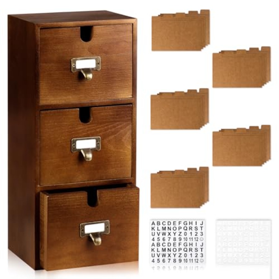 Index Card Holder x5 Wooden Ca - Card Index Box recensie en prijs