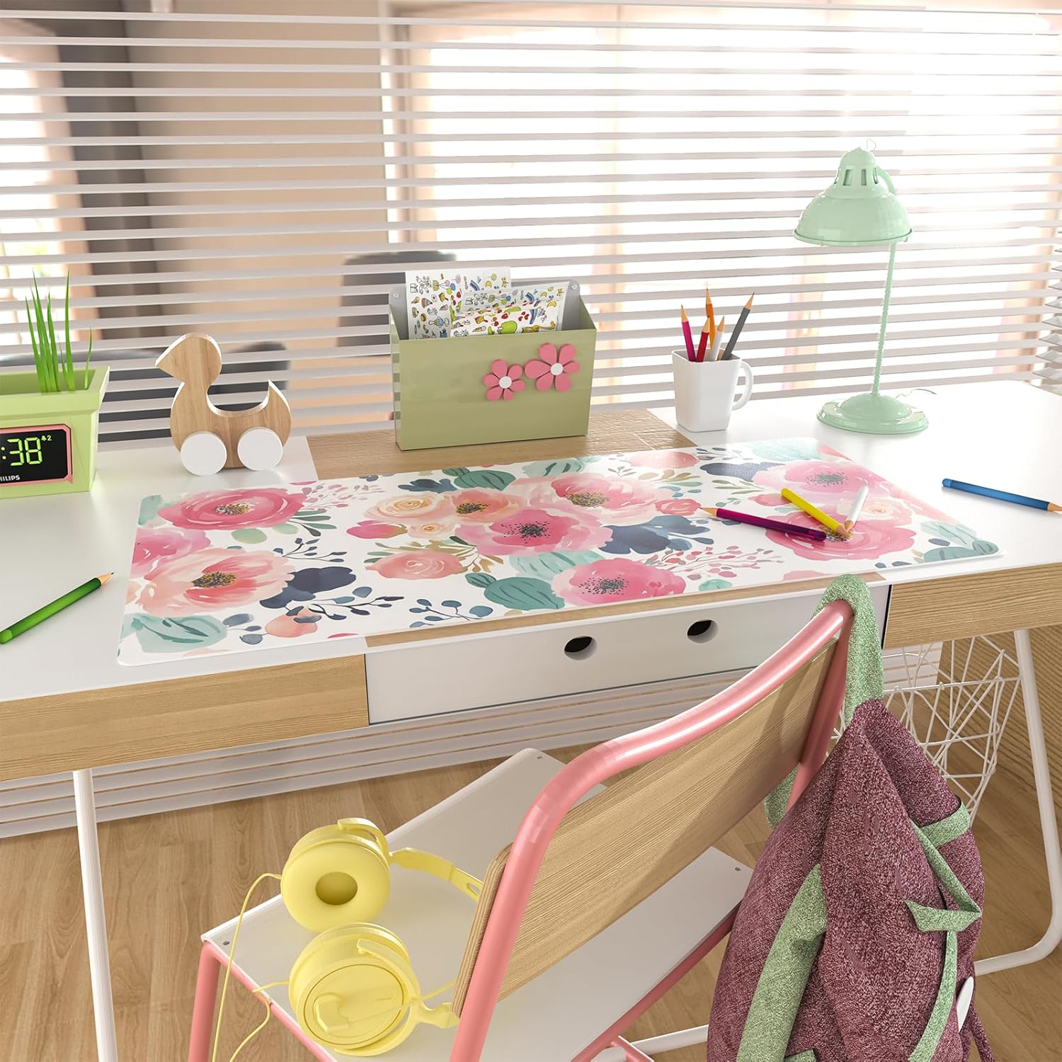 Large Mouse Pad Pink Floral De - Leather Desk Pad recensie en prijs